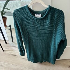 Old Navy Green Crew Neck Sweater with Ribbed Detailing